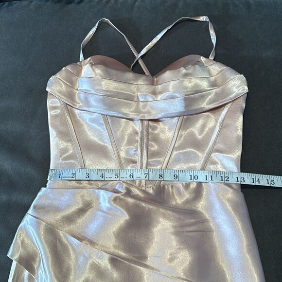 Women’s Full Length Prom Party Dress Criss Cross Straps Leg Slit Size 2 NEW - Picture 10 of 12